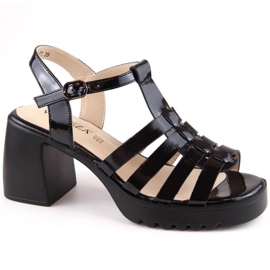 Vinceza W JAN277 black patent leather sandals Vinceza W JAN277 black patent leather sandals