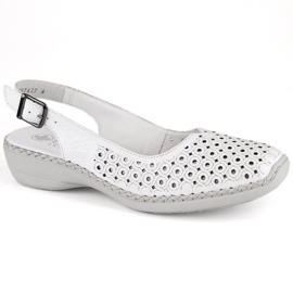 Comfortable leather sandals Rieker W RKR665 white Comfortable leather sandals Rieker W RKR665 white