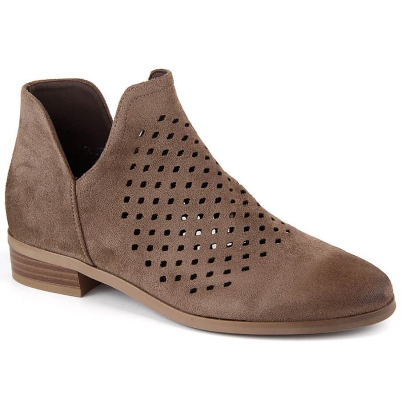 Suede ankle boots with a cutout Vinceza W JAN283A brown