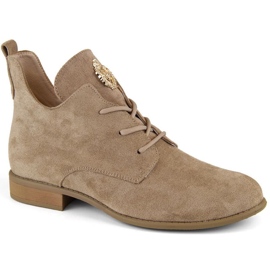 Suede low-heeled ankle boots Jezzi W JEZ426B, beige