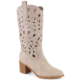 M.Daszyński W SAN20D openwork suede boots, light beige M.Daszyński W SAN20D openwork suede boots, light beige