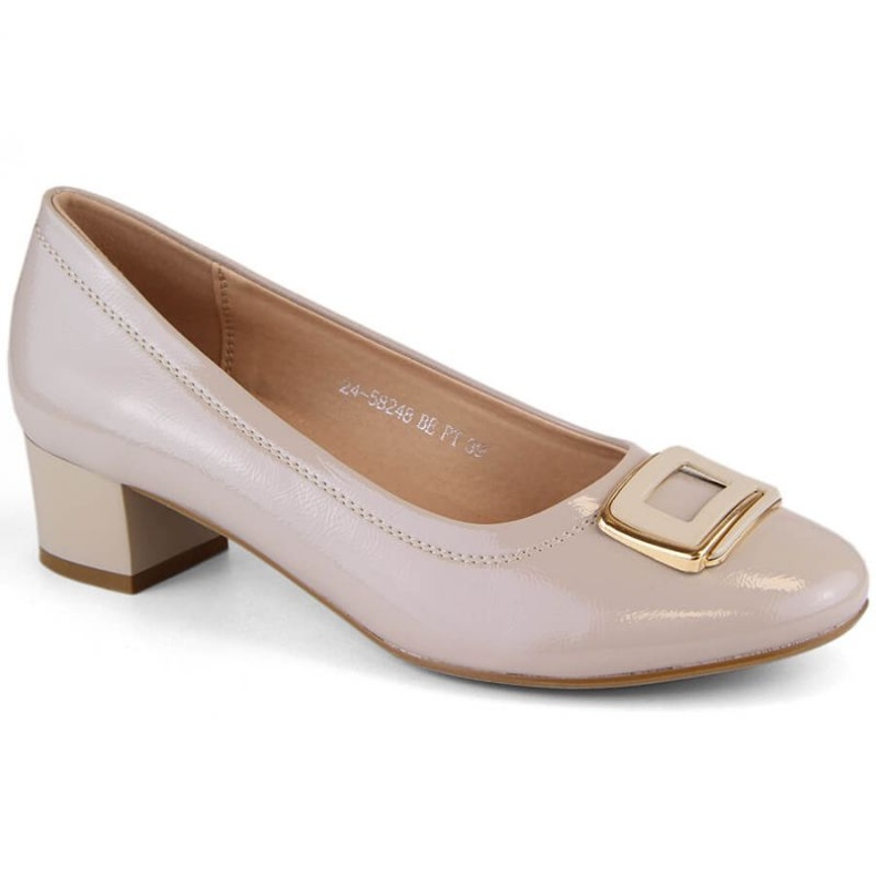 Vinceza W JAN284 beige patent high-heeled shoes