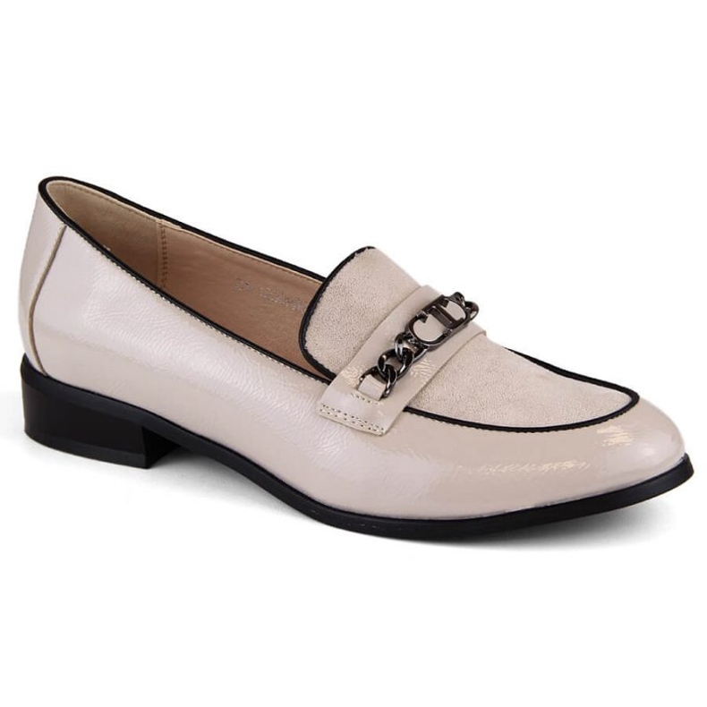 Potocki W WOL220 beige patent low-heeled shoes