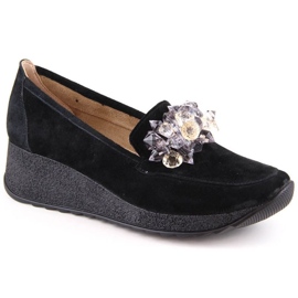 Leather suede wedge shoes Filippo W PAW409B, black Leather suede wedge shoes Filippo W PAW409B, black