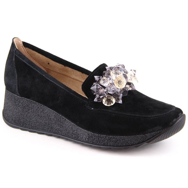 Leather suede wedge shoes Filippo W PAW409B, black
