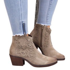 Openwork leather cowboy boots S.Barski W OLI32C, beige