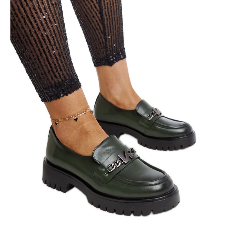 Vinceza green leather loafers