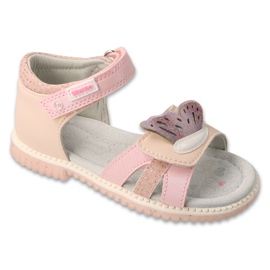 Befado children's sandals, leather insole 170X095, pink with decoration