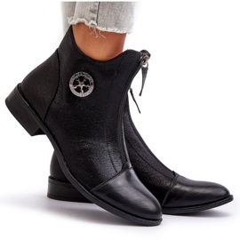 Jezzi Women's Flat Boots With Zipper Black Loratie
