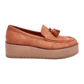 Women's Platform Moccasins With Fringes, Orange Mialani