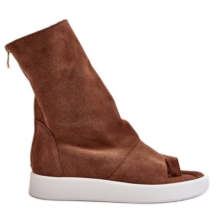 Zazoo 3441 Women's Suede Sandals With Brown Upper