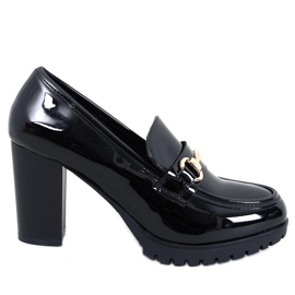 Hyett Black patent heel loafers