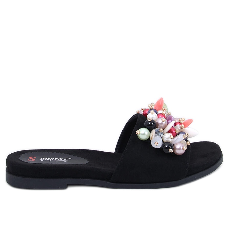 Seastar Lumsen Black flip-flops with colorful stones