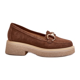 Zazoo 3429 Women's Suede Moccasins With Decoration, Brown