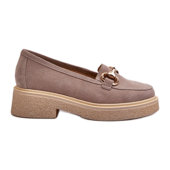 Zazoo 3429 Women's Suede Moccasins With Cappuccino Decoration beige