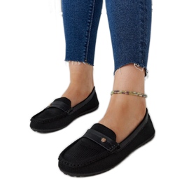 Black fabric moccasins by Fombio