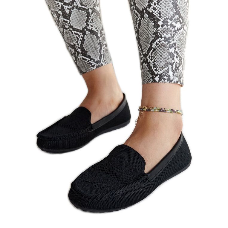 Black fabric moccasins by Fiammetta Black fabric moccasins by Fiammetta