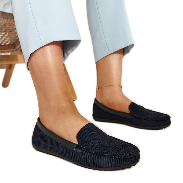 Fiammetta navy blue fabric loafers