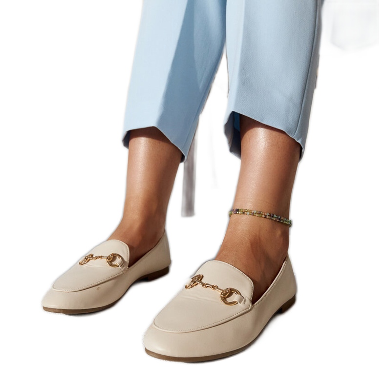 Beige buckle moccasins from Erminia