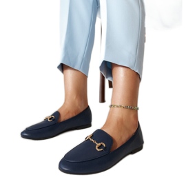 Navy blue moccasins with a buckle from Erminia