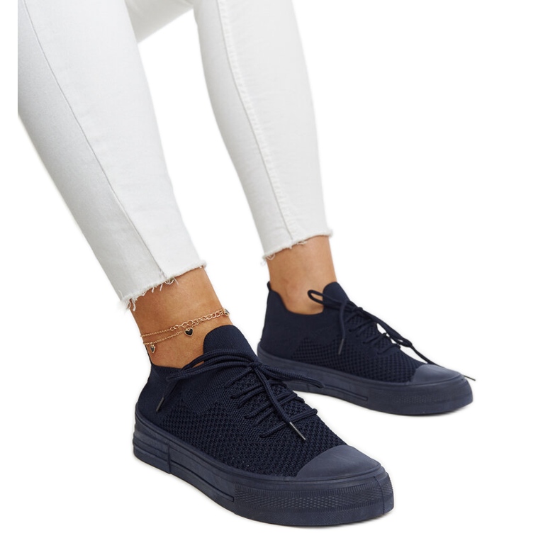 Navy blue lightweight sports sneakers by Senaida