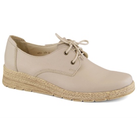 Comfortable women's leather wedge shoes, beige Helios 401.10 Comfortable women's leather wedge shoes, beige Helios 401.10