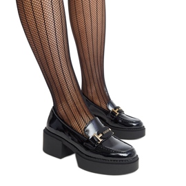 Vinceza black patent high-heeled shoes