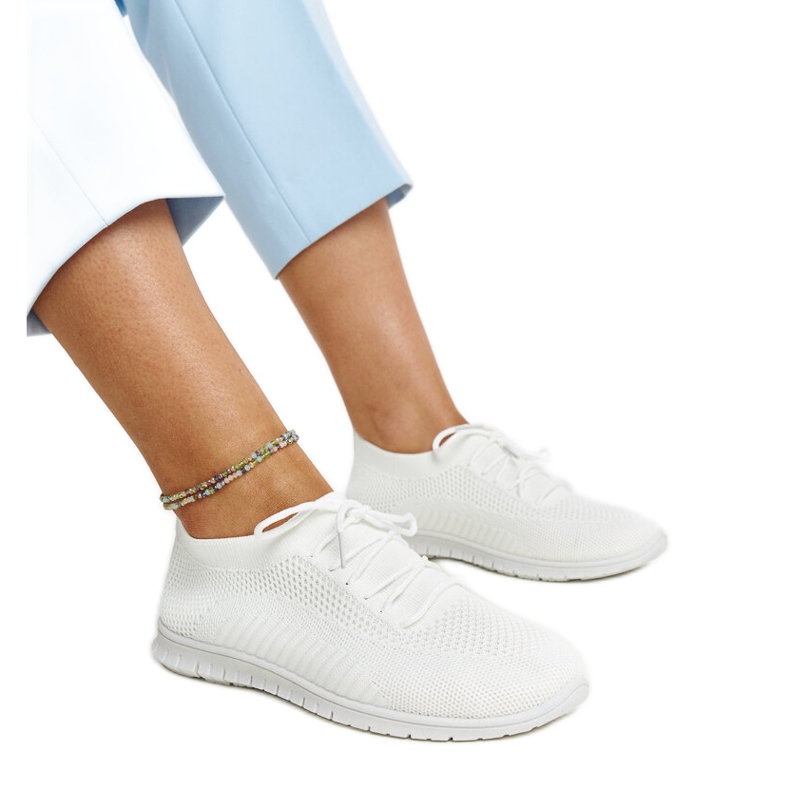 Zahira white fabric sneakers