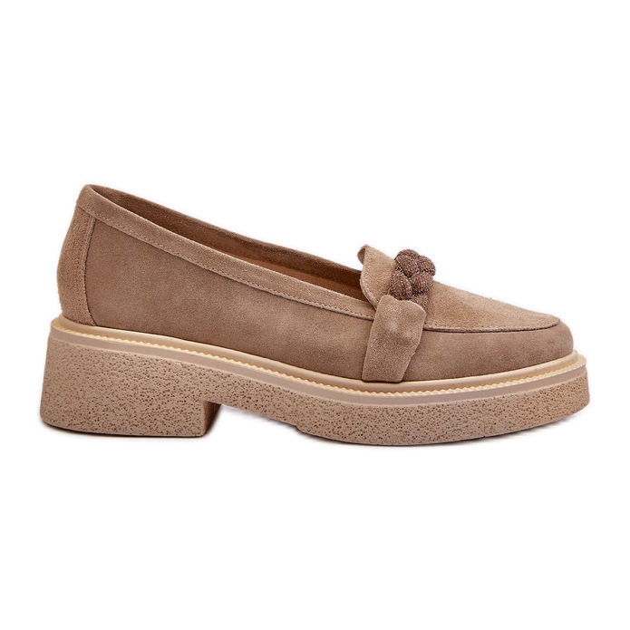 Zazoo 3429/W Women's Suede Moccasins With Decoration, Beige