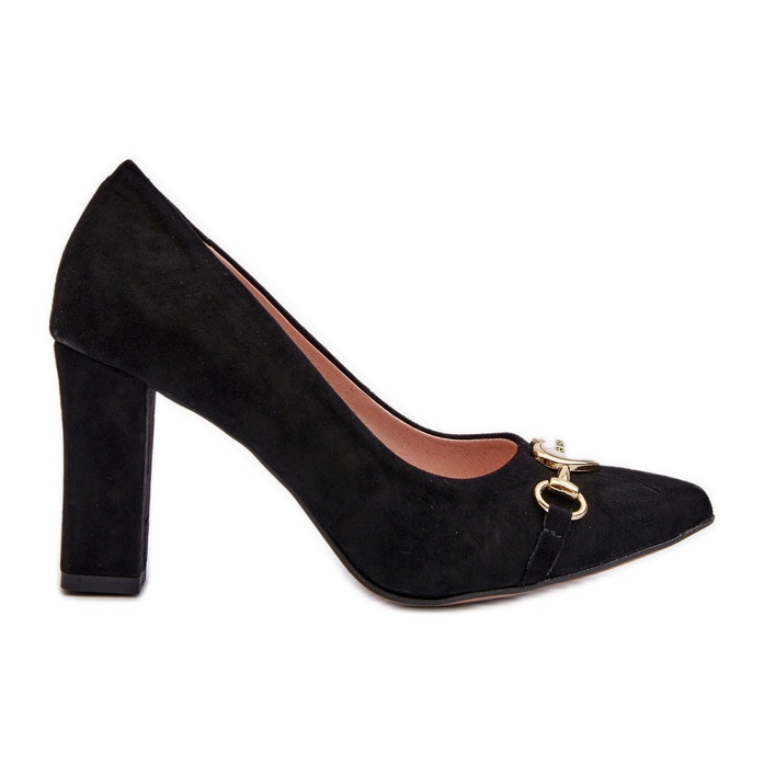 Zazoo 2453/OS Suede Pumps On A Heel With A Heart, Black Zazoo 2453/OS Suede Pumps On A Heel With A Heart, Black