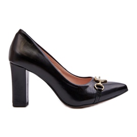 Zazoo 2453/OS Leather Pumps On A Heel With A Heart, Black