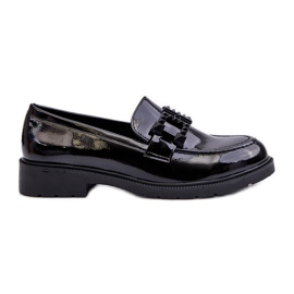 Lacquered Women's Moccasins With Decoration S.Barski HY371A black