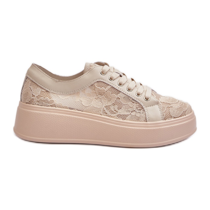 S.Barski Lace women's lace sneakers on the platform S. Barski HY51 beige S.Barski Lace women's lace sneakers on the platform S. Barski HY51 beige