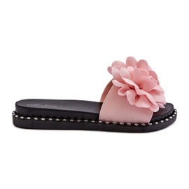 Women's Flip-Flops Decorated with Flowers, Pink Cellanen