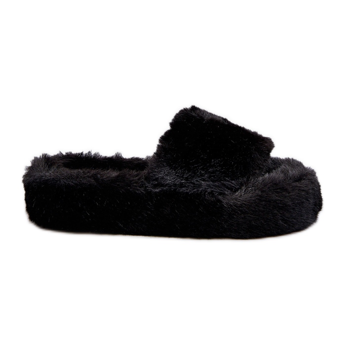 Women's Fur Slippers Black Stepia Women's Fur Slippers Black Stepia