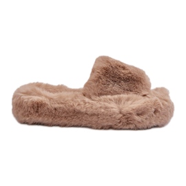 Women's Beige Fur Slippers Stepia