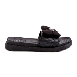Women's Flip-flops With Decoration On A Low Platform, Black Cedrella