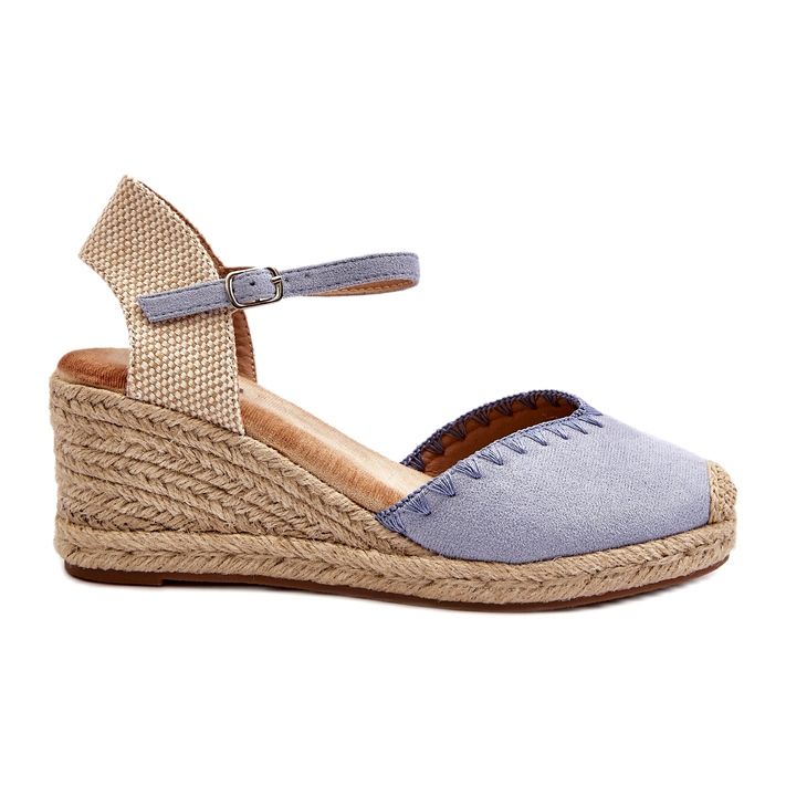 Joia Blue Raylin Suede Espadrille Wedge Sandals With Braiding