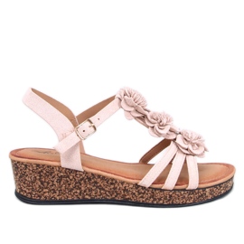 Fisken Beige flower wedge sandals