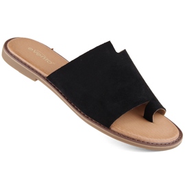 Women's suede flip-flops, black eVento 4586