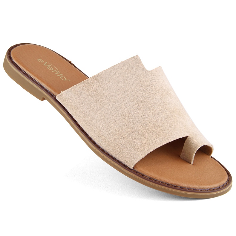 Women's beige suede flip-flops eVento 4586