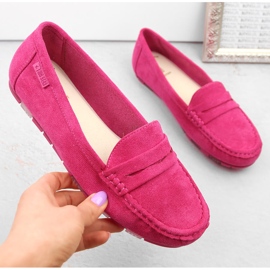 Comfortable women's suede moccasins fuchsia Big Star NN274934 pink