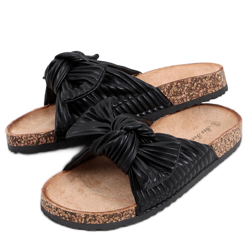 Moss Black cork slippers