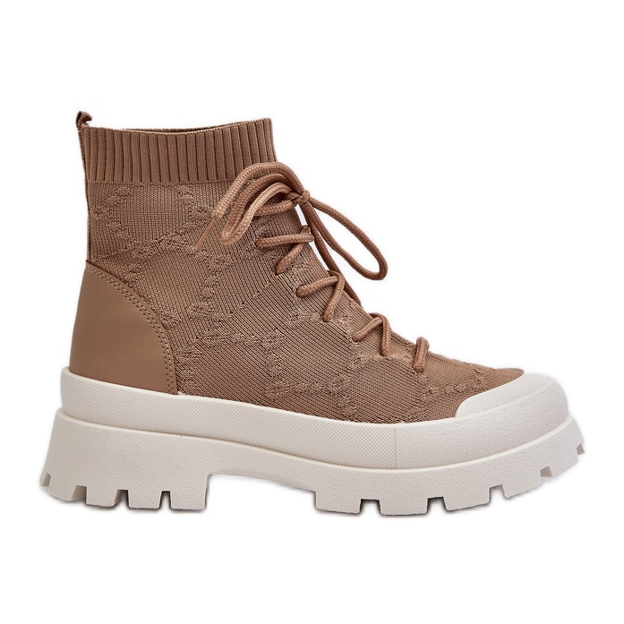 Women's Sock Slip-On Boots Brown Solime