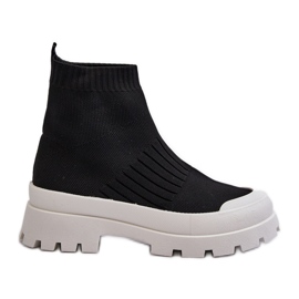 Women's Ankle Boots With Sock Upper Slip-On Black Fiename Women's Ankle Boots With Sock Upper Slip-On Black Fiename