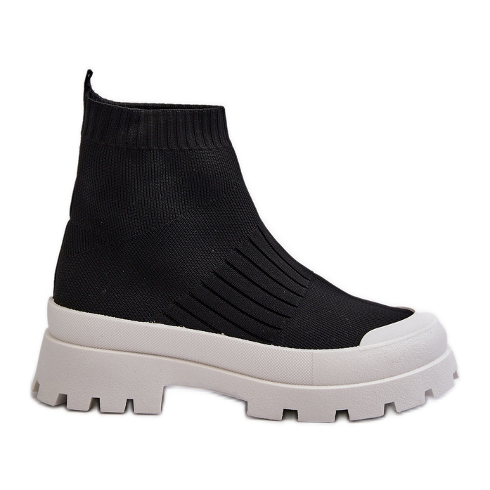 Women's Ankle Boots With Sock Upper Slip-On Black Fiename