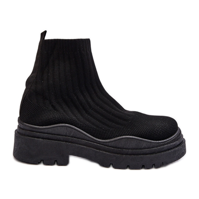 Women's Black Elipara Slip-On Sock Boots On A Massive Sole
