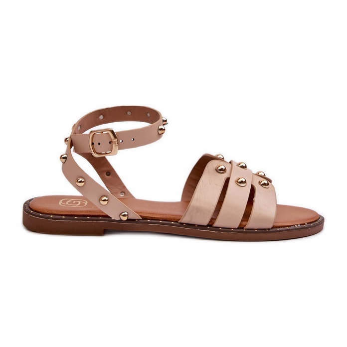 Beige Women's Decorated Flat Sandals by Ianaera brown
