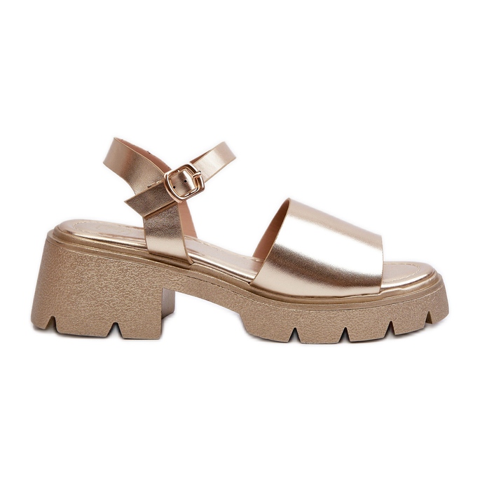 Women's Chunky Heel Sandals, Gold Dottiassa golden