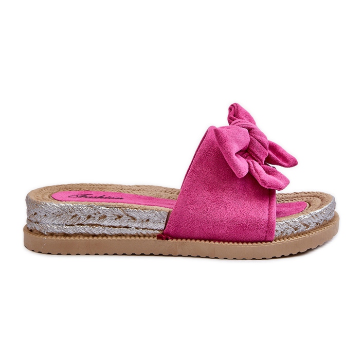 Women's Platform Flip Flops With Bow Fuchsia Aflia pink
